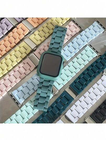 Bunte Harz Uhrenarmbänder kompatibel mit Apple Watch 41mm 45mm 38mm 42mm 44mm 40mm, Macaron Ersatz Armband für Series 8 7 6 5 4 3 2 1 Smartwatch Zubehör