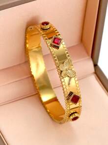 全新设计18K镀金不锈钢花朵、四叶草、蝴蝶手链。适合女性日常佩戴，波西米亚风格，镶嵌彩色方晶锆石。大方、个性、奢华、优雅的黄金首饰，婚礼腕饰套装，适合女孩、女士、妈妈、亲戚、朋友，是婚礼、生日、母亲节、女友情人节的美好礼物。 - 彩色 - 查看 20