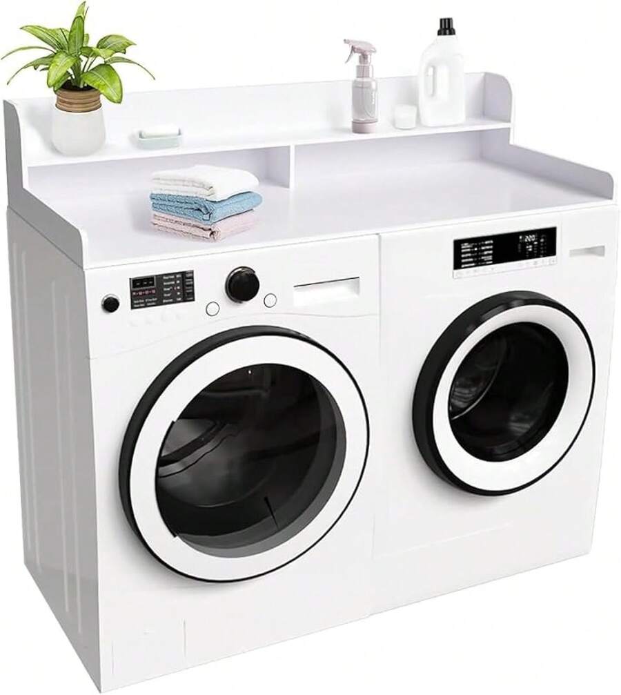 2-Tier Washer And Dryer Countertop Shelf, White Laundry Topper With Non-Slip Pads, Laundry Room Storage & Organization For Small Apartment Kitchenhalloween - Trắng- - Xem 1
