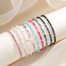 [Luxurious INS Style] Natural Stone Beaded Bracelet For Women, 5A Grade Faceted Multi-Treasure Beads Including Amazonite, Moonstone, Amethyst, Adjustable Slide Clasp, Sophisticated & Niche Stackable Daily Wear, Gift For All Seasons