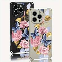 Funda para teléfono 1 pieza El diseño azul y de patrón de las cuatro esquinas se puede utilizar para colgar el teléfono, adecuado para el TPU impreso suave de 13 Pro 15 Plus 14 16 12 - Colores mixtos 1 - Ver 2