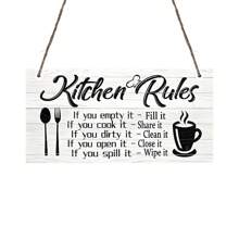 1 Pieza, Tablón de madera con Reglas de Cocina, Citas inspiradoras divertidas en lienzo para colgar en la pared, Decoración de habitación, Decoración de escena, Decoración de cocina, Decoración de pared inspiradora para el hogar, la cocina, la sala de estar u oficina - El regalo perfecto para ella o él