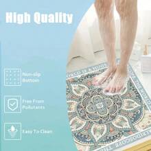 حصيرة الحمام غير الانزلاقية، حصيرة حمام ناعمة مريحة مع فتحات تصريف، حصيرة استحمام من مادة البي في سي بتصميم لوفة للتدليك، للاستخدام في الحمام والأماكن الرطبة، سريعة التجفيف