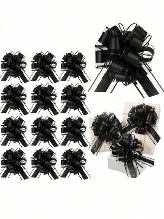12pcs Ribbon Bows For Gift Wrapping, 6 Inch Large Bow Ribbon Flowers For Gift Baskets, Wine Bottle Decoration, Wedding Party Birthday Decor