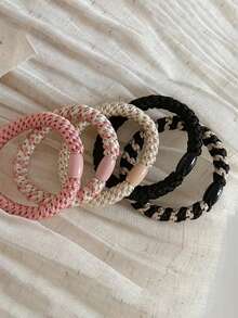 5pcs/Set Twisted Hair Tie Elastic Hair Tie Colorful Knitted Rubber Bands Women Hair Accessories, Hair Tie ,Hair Accessories, Ponytail Holders, Hair Elastics, Hair Bobbles ,Hair Rope Hair Ties Head Accessories - Multicolor - View 21