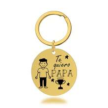 不锈钢圆形冠军爸爸钥匙扣，父亲节礼物 - 彩色 - 查看 5