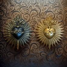 1 pezzo Decorazione da parete a forma di cuore sacro gotico - Decorazione domestica religiosa con bagliore dorato, ornamento appeso in resina cattolico, adatto per chiesa, soggiorno, Natale, Pasqua, Ognissanti, matrimonio - Elegante regalo decorativo per la chiesa (Nessuna elettricità necessaria), realizzato con cura, scelta perfetta per il Ringraziamento