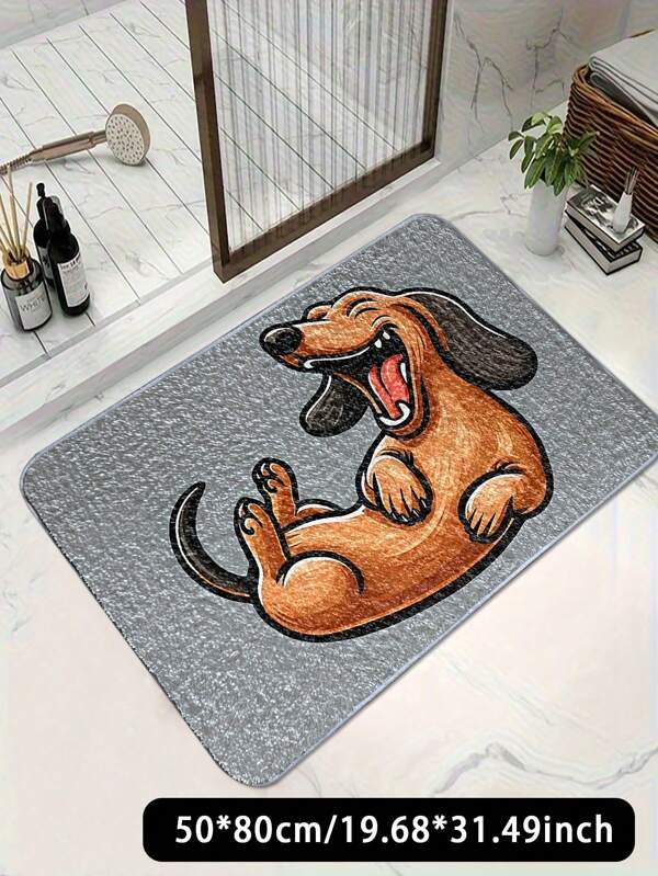 1pc Dachshund Theme Anti-Slip Doormat, Natural Plant Fragrance Bathroom Mat, Absorbent Non-Slip Mat, Fragrance Lasts 5-7 Days, Washable Carpet Rug For Living Room, Bedroom, Entryway, Suitable For All Seasons