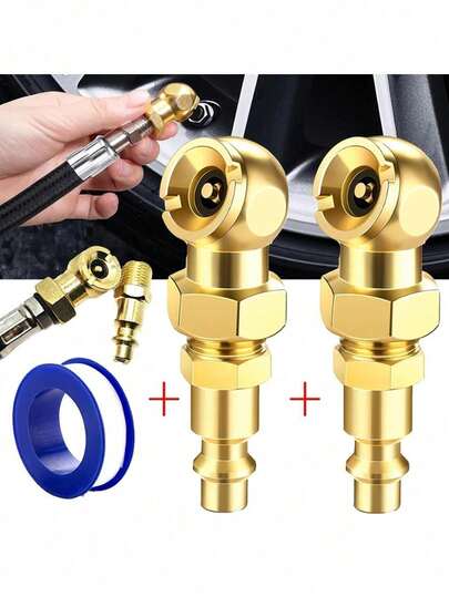 2PCS Universal Car Tire Valve Clip Solid Metal Quick Inflat Nozzle Tire Pump Nozzle For Truck Motorcycles