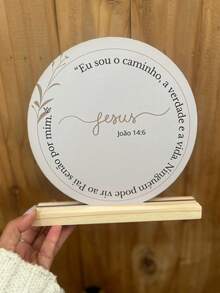 Placa Jesus Versículo Eu Sou o Caminho Versículo João 14:6 Placa Religiosa Jesus - Bege - Visão 4