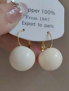 2 pares/set o individual Pendientes de óvalo geométrico de resina acrílica de colores tipo macaron para mujeres, diseño minimalista adecuado para primavera/verano, citas, fiestas, ir y venir, multiocasiones - Redondo multicolor - Ver 7