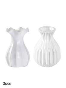 1pc Plastic Flower Vase,Home Decor,Flower Vase,Centerpiece,Table Decor Gifts Birthday Graduation Room Decor Glass Vase - White - View 15