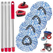 Spin Mop Replacement Head For O Cedar 2 Tank Rinseclean, 4 Microfiber Heads, 1 Scrub Brush, 1 Handle, 1 Base,Spin Microfiber - 彩色 - 查看 2