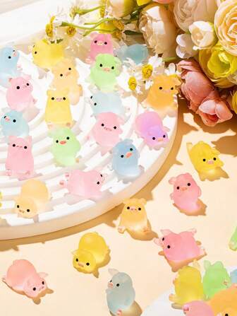 10/20pcs Luminous Mini Resin Pig, Glow In The Dark Colorful Piggy Tiny Animals Figures Ornament For DIY Fairy Garden, Glass Container, Potted Plant Decor, Micro Landscape Craft, Garden Decoration, Car Interior Accessories, Party, Perfect Birthday Gift(Random Color)