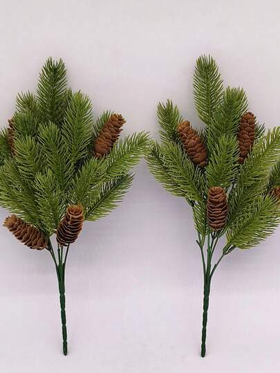 6 件仿真圣诞果枝配松针，逼真的仿松枝，适用于风景装饰、酒店、家居装饰、圣诞氛围