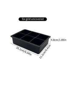 1个大型硅胶冰格模具，带4、6、8个格子。这款可重复使用的冰格模具非常适合冷藏，是厨房和公寓必备工具，尤其适合圣诞派对。网格大型硅胶冰格模具、方形冰格、DIY冷冻饮品模具、易脱模冰格，适用于家庭和酒吧 - 黑色 - 查看 9