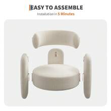 mteryoing Office Accent Chair For Living Room Modern Chenille Boucle Accent Chair Fabric Armchair Comfy Upholstered Reading Accent Chairs For Bedroom,Single Sofa Chair With Legs For Apartment - 白色 - 查看 4