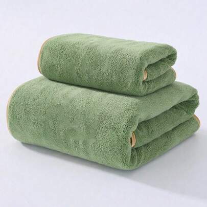 1 Stück/2 Stücke Gold-Trimm Korallenfleece Badezimmer Dekorative Handtücher (leicht & dünn), weich saugfähig und fusselarm Unisex Strand-/Badehandtücher, Große Größe 70"X140" oder Extra Groß 90"X170" Duschhandtücher für Schönheitssalon, Hotel Sport, Zuhause Essentials, Handtuch, Hautpflege