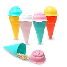 4 件/5 件儿童和青少年沙滩玩具冰淇淋沙模具及配件，沙雪玩具模具套装（冰淇淋桶和盖子颜色随机搭配）