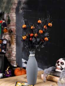 1 pezzo - Rami e steli artificiali per Ognissanti, pianta artificiale, ramo artificiale di zucca con foglie nere, fiore artificiale nero e arancione per la decorazione interna della casa di Ognissanti, decorazioni di Ognissanti, decorazioni autunnali per il raccolto e il festival di Ognissanti - Multicolore - Visualizzare 7