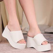 Somileve Platform Sandal Comfortable Wedge Slide Clogs For Women - 白色 - 查看 1