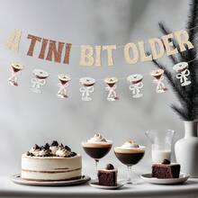 A Tini Bit Older Themed Glittering Birthday Banner Will Add A Glamorous Touch To Your Espresso Martini Birthday Party And Celebrate The Tipsy Moments! - Coffee Brown - View 3
