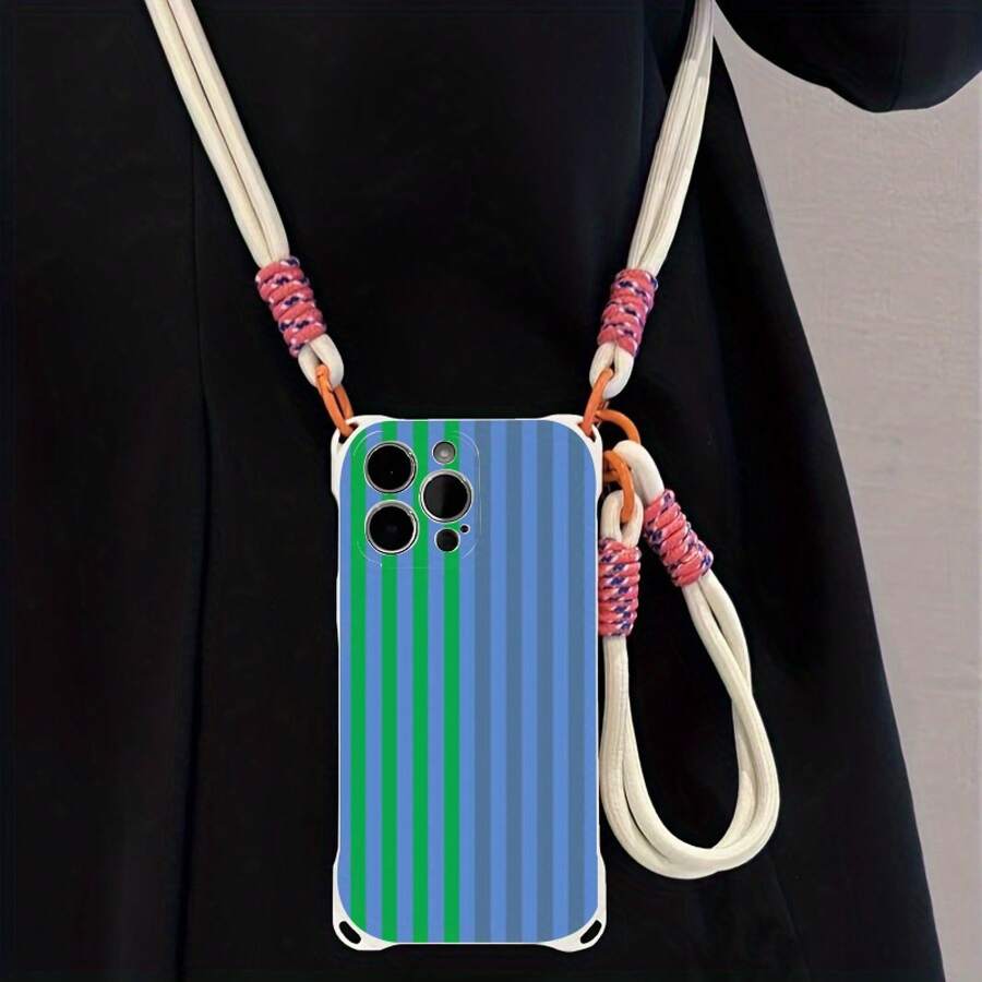 Funda para teléfono móvil 1PC con correa cruzada, protección anticaídas en las cuatro esquinas, compatible con las series 12, 13, 14, 15 y 16 Pro Plus. - Blanco - Ver 1