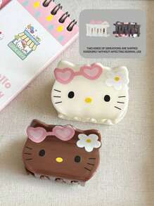 Sanrio Sanrio 1/2pcs Kt Cat Hair Claw,Claw Plastic Hair Clips, Fashion Versatile, High-End Elegant, Minimalist Solid Color Hair Accessories Suitable For Daily Casual, Party, Commuting, Vacation, Washing Face, Makeup, Outfit Hair Jaw Clip Hair Clamps Hair Clutch Hair Catcher Clip, Claw Clip