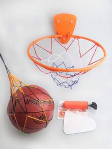 7英寸室内儿童篮球架套装，无需钻孔，家用篮球架，亲子互动玩具，含静音篮球和气泵 - 彩色 - 查看 13