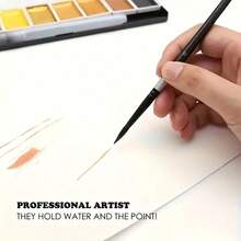 7 件圆形水彩刷，天然松鼠毛高级艺术家画笔套装，适用于水彩、丙烯、墨水、水粉和蛋彩画，化妆刷，专业艺术家画笔，适用于学校用品，返校