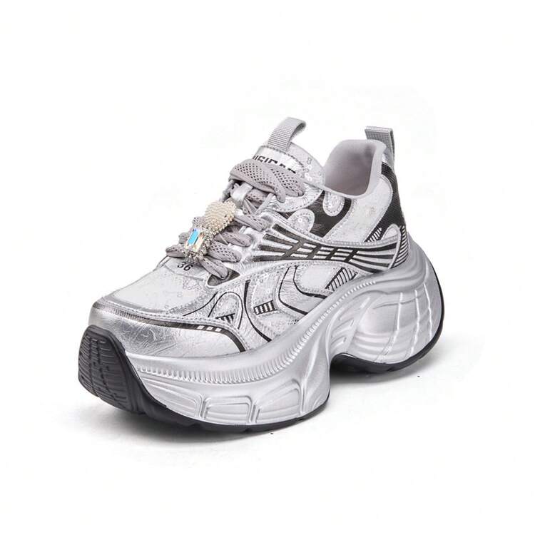 Women Chunky Shoes - 銀色 - 查看 7