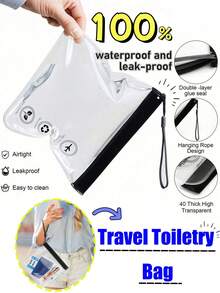 1/2/3pcs Clear Travel Toiletry Bag, Leak-Proof Airport Liquids Travel Bag With Hanging Rope,Airport Security Liquids Bags, Reusable Quart Size Travel Bag,Travel Accessories Makeup Bags, Waterproof Wash Bags Travel Essentials Vacation Summer Holiday Back To School - Multicolor - View 2