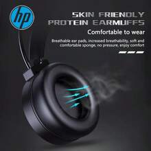 HP 8001 有线耳机，7.1 环绕立体声，深低音包耳式耳机，带蓝色 LED 灯，防噪音麦克风，适用于游戏和办公，节日礼物 - 均碼 - 查看 8