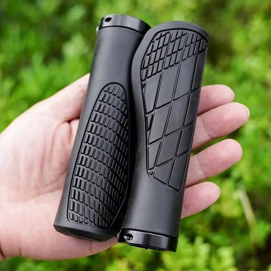 自行车减震车把套，自行车车把上的单锁，减震手柄套，适用于 BMX、山地车、MTB、沙滩巡洋舰、踏板车、折叠自行车，柔软防滑橡胶手柄，舒适符合人体工程学 - 彩色 - 查看 1