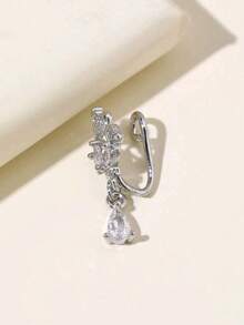 1 chiếc khuyên mũi giả cho nữ, màu bạc, hình chữ U, dạng kẹp, không cần xỏ lỗ, trang sức khuyên mũi giả. - Bạc - Xem 4