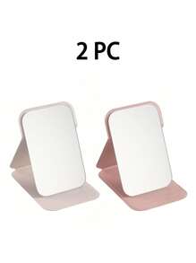 1pc Foldable Mini Makeup Mirror, Portable PU Leather, Women's Makeup Mirror, Daily Use Student Dormitory Desktop Standing Makeup Mirror - Elegant Design Holiday Gift