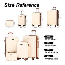 AAIVV 4-Piece Expandable Luggage, ABS Travel Luggage Set With Dual Spinner Wheels, TSA Lock Hard Shell Durable Travel Bag Luggage Set (13/20/26/28 Inch) Is Suitable For Everyone's Travel Needs - 米色 - 查看 2