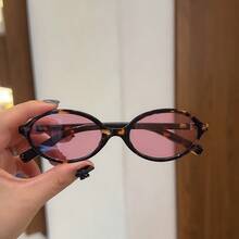 1 件新款复古椭圆形小框时尚眼镜，时尚高端休闲日常佩戴女士时尚眼镜，女士沙滩配饰眼镜，女士沙滩配饰眼镜，椭圆形 - 粉色 - 查看 5