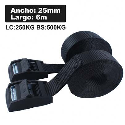 Cinta Tensora de Carraca para Coche,Correa de sujeción para coche, Correa multiuso de amarre (2 Unidades) – 25mm x 3.5m | Capacidad: 250 kg
