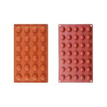 圆形硅胶模具巧克力迷你 35 腔半球形硅胶模具不粘，半球形硅胶烘焙模具用于糖果和巧克力，以及不粘圆柱形饼干模具 - 紅木色 - 查看 17