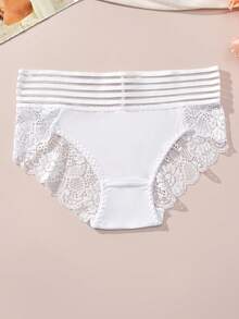 FOVTY 3pcs Plus Size Women Lace Sexy Panties & Lingerie Set, Autumn/Winter - White - View 3
