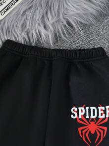 2pcs/Set Young Boys Spider Web All-Over Print Long Sleeve Hooded Sweatshirt And Straight Leg Pants Set, Autumn/Winter - White - View 6