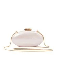 1 pièce Sac à main de soirée en forme de coquille ovale, style européen et américain, sac bandoulière mode polyvalent en acrylique haut de gamme d'une seule pièce, quincaillerie métallique chic avec fermeture magnétique, sac à main élégant et mode pour dame, convient pour les banquets, mariages, événements, défilés, cadeau pour femmes, peut également être utilisé comme sac de mariée, porte-rouge à lèvres, sac à cosmétiques, etc.