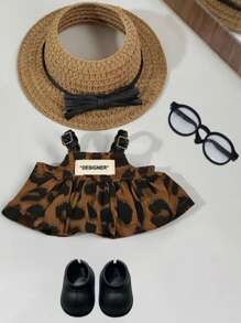 1-3pcs Doll Clothes Accessory, Leopard Print Strap Jumpsuit, Key Chain Decor