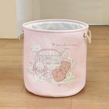 Yiuswoy 35x40cm(13.8x15.7In) Pink Folding Laundry Basket With Cute Rabbit And Bear Design, Thickened Fabric Storage Basket For Clothing, Toys And Miscellaneous Items, Home Decor, Bedroom Storage Dress Pants Shoes Jeans Boots Skirtlaundry Hamper,Washing Basketbathroom Organizer,Basket,Storage Basket,Foldable Laundry Basket