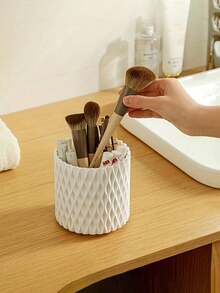 1pc 360 Degree Rotating Makeup Brush Holder, Eyeshadow Brush Stand And Eyebrow Pencil Holder, Stationery Pen Cup, Vanity Organizer Box, Home Vanity Decor, Office Desk Pen Cup And Beauty Tool Storage Box, Creative Cosmetic Storage Box, Vanity Accessories, Gift For Her - Multicolor - View 11