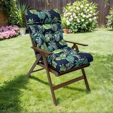 Adirondack Chair Cushions With Head Pillow&Puttee, Waterproof & UV-Proof High Back Patio Chair Cushions,Patio Furniture Pads Seat Cushion Mat For Indoor Outdoor - 綠色樹葉 - 查看 6