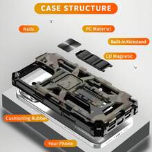 军工防摔迷彩保护手机壳带隐藏支架，加厚豪华手机壳适用于三星 Galaxy S24 Ultra/S24 Plus/S24、S23 Ultra/S23 Plus/S23、S22 Ultra/S22 Plus/S22、S21 Ultra/S21 Plus/S21 FE、S20 Ultra/S20 Plus/S20 FE、16/15/14/13/12/11 Pro Max 防水防震防刮 - 彩色 - 查看 4