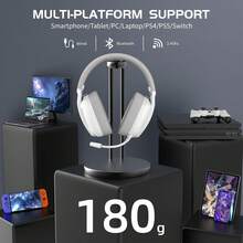 ATTACK SHARK L80 Ultra-Light Over-Ear Wireless Gaming Headset With 2.4GHz USB-C&A/Bluetooth 5.3/3.5mm P2 Cable, Detachable Microphone, Stereo Sound, 600mAh Battery For PC/Switch/Windows - 白色 - 查看 8