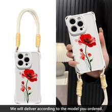 Funda para teléfono 1PC Flower16plus Funda para teléfono móvil con cordón 13promax Hembra 12 Silicona Suave 14 Lente Cubierta Completa Cuatro Esquinas Red anticaída Celebridad 15 Linda Cubierta Protectora - Blanco - Ver 4